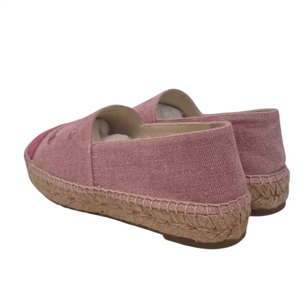 🆕💞CHANEL 2-Tone Pink Canvas & Sequin CC Logo Cap-Toe Espadrilles Flats • EU 37 - Picture 12 of 16